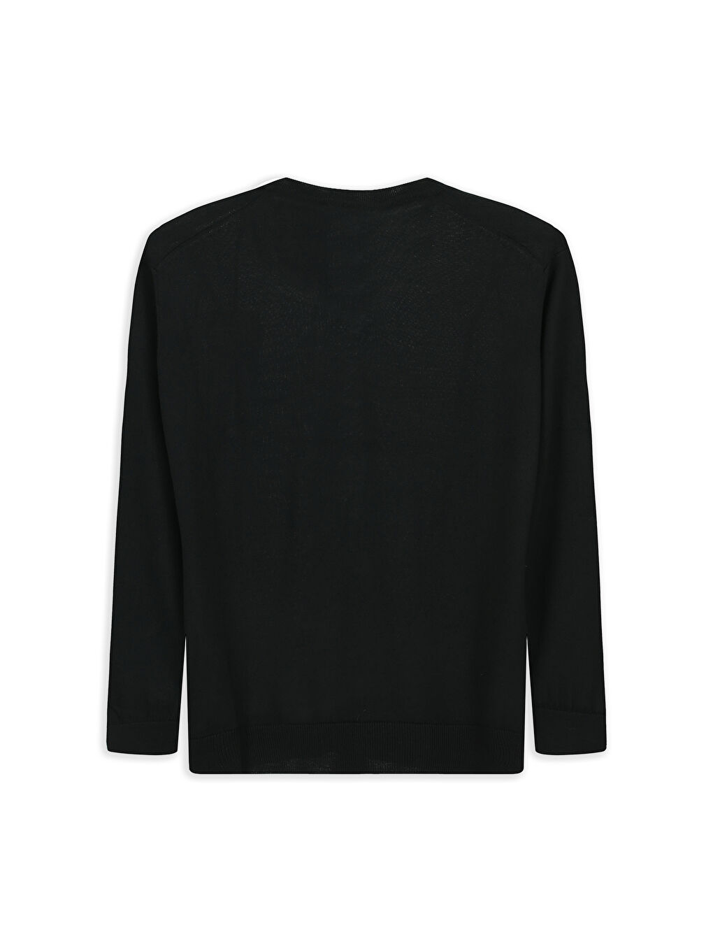 Siyah V Yaka Regular Fit Sıcak Tutan Yünlü Triko Kazak-1