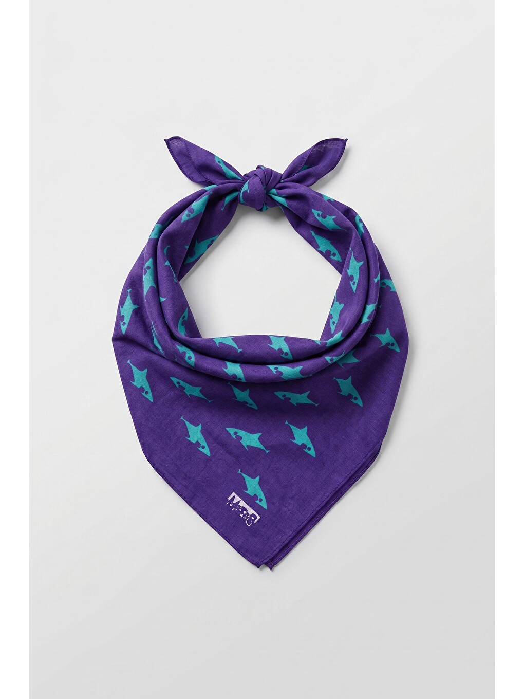 Unisex Köpek Balığı Desenli Bandana Mor
