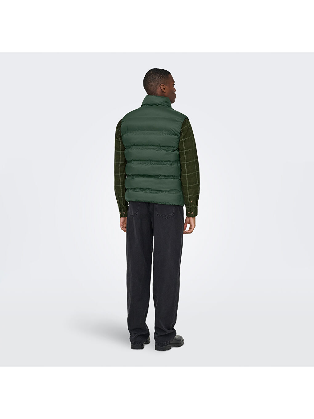 Union Seamless Life Puffer Erkek Haki Dik Yaka Yelek-3