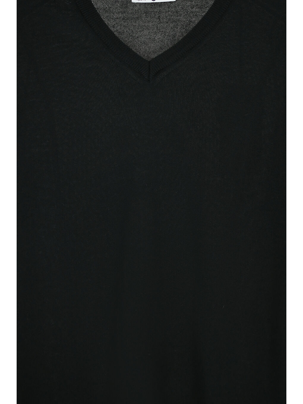 Siyah V Yaka Regular Fit Sıcak Tutan Yünlü Triko Kazak-2