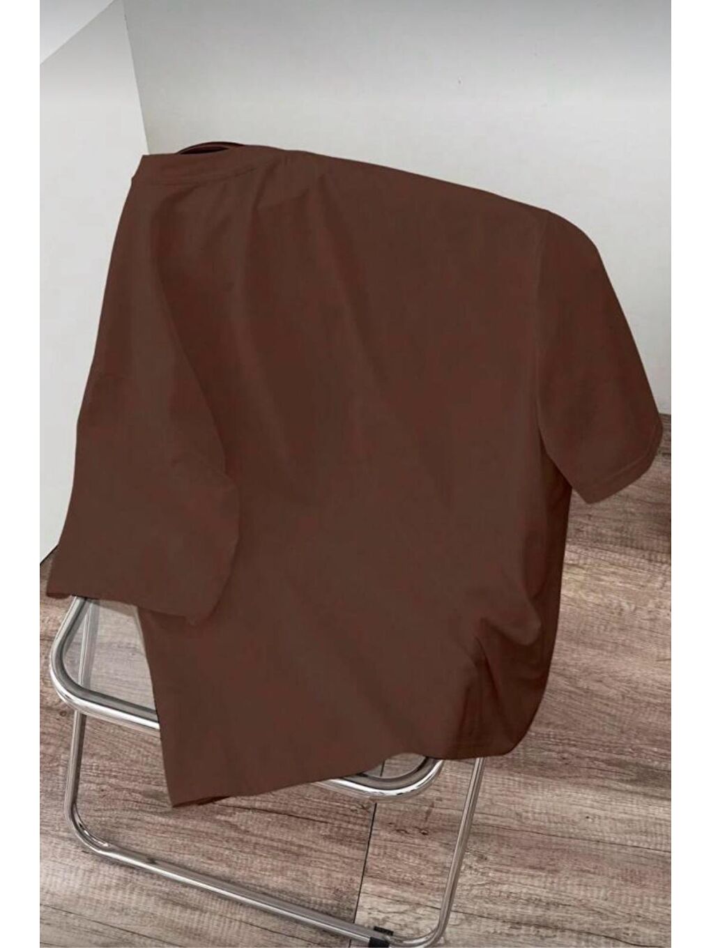 Kahverengi Cepte Panda Baskılı Oversize Unisex Pamuklu Tişört Battal Büyük Beden Tshirt-2