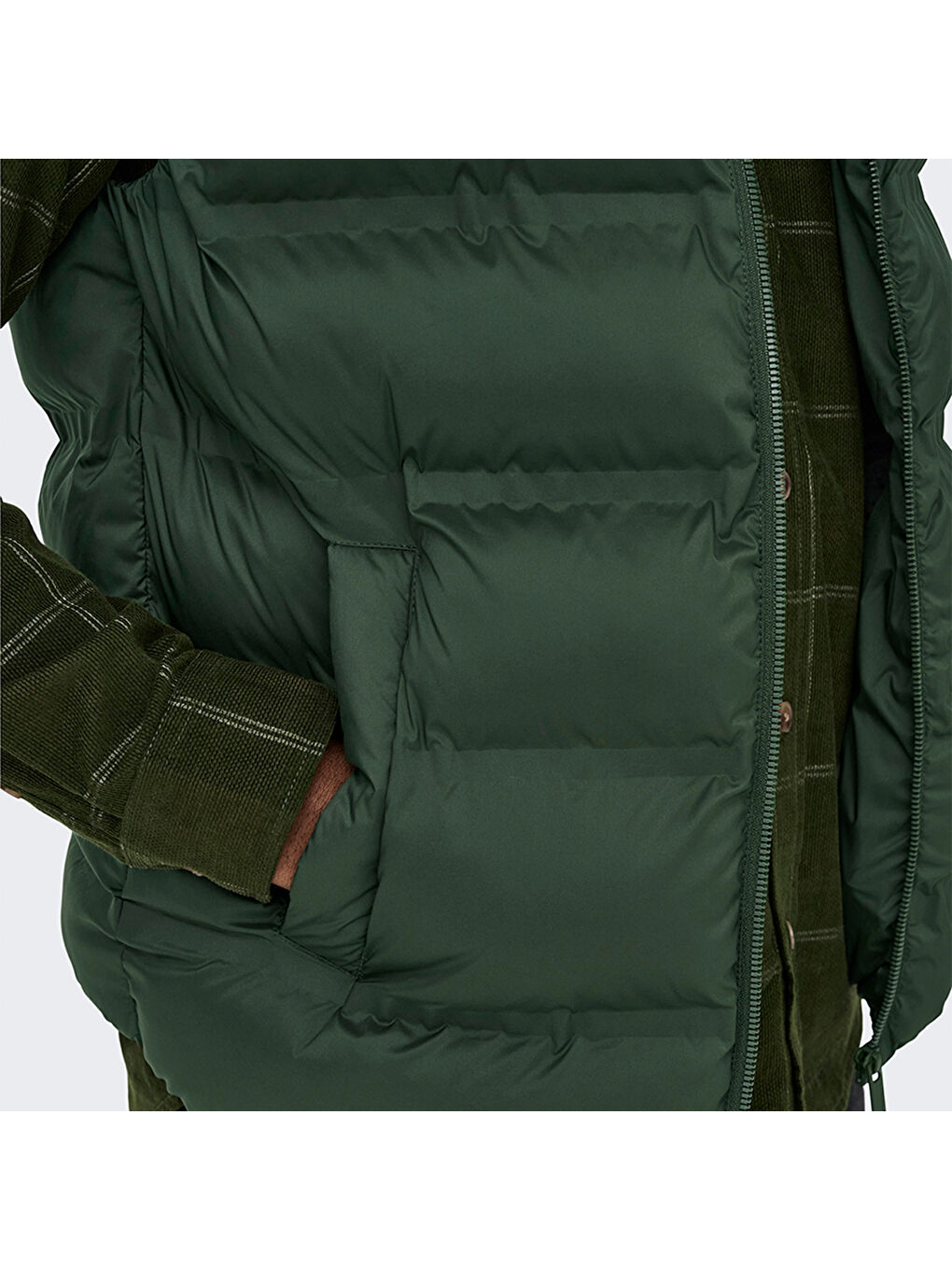 Union Seamless Life Puffer Erkek Haki Dik Yaka Yelek-4