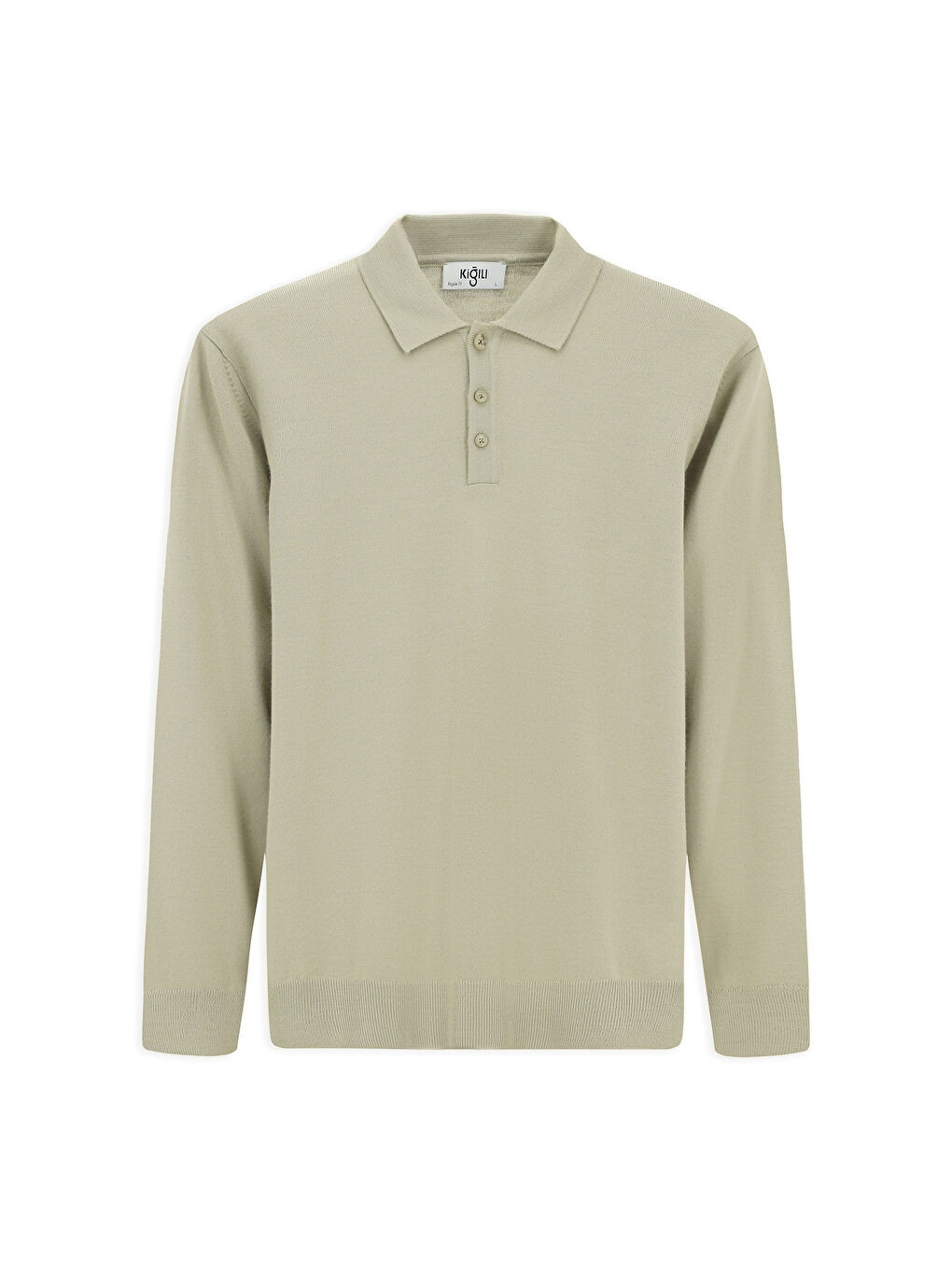 Bej Polo Yaka Düğmeli Regular Fit Sıcak Tutan Yünlü Triko Kazak-4