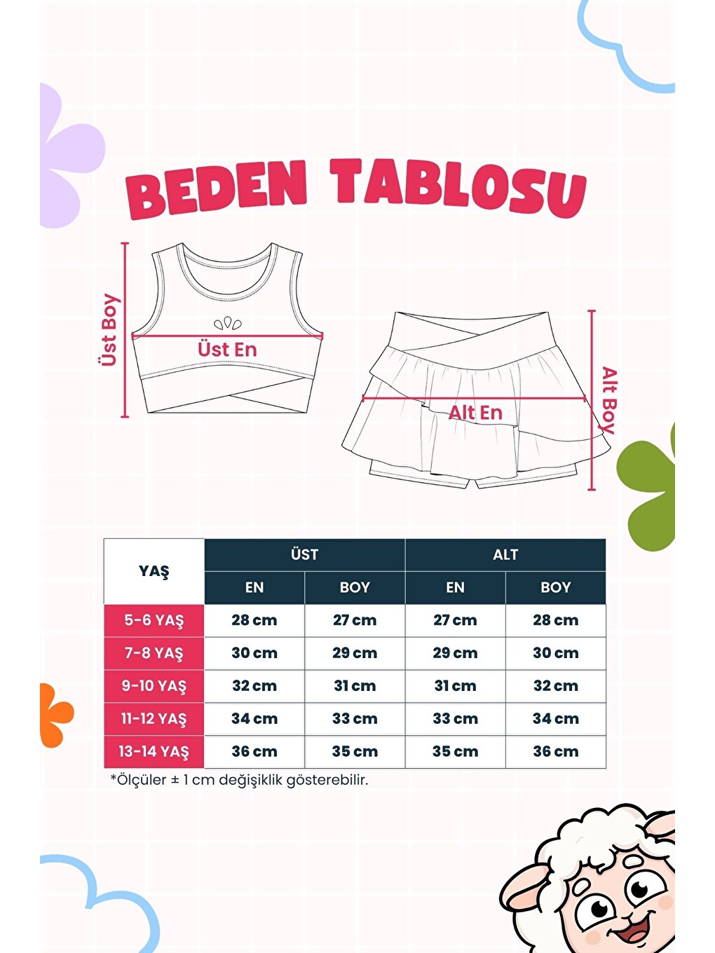 Pembe Kız Çocuk Sportif Pudra Renk Crop - Şort Etek Alt Üst - Takım-3
