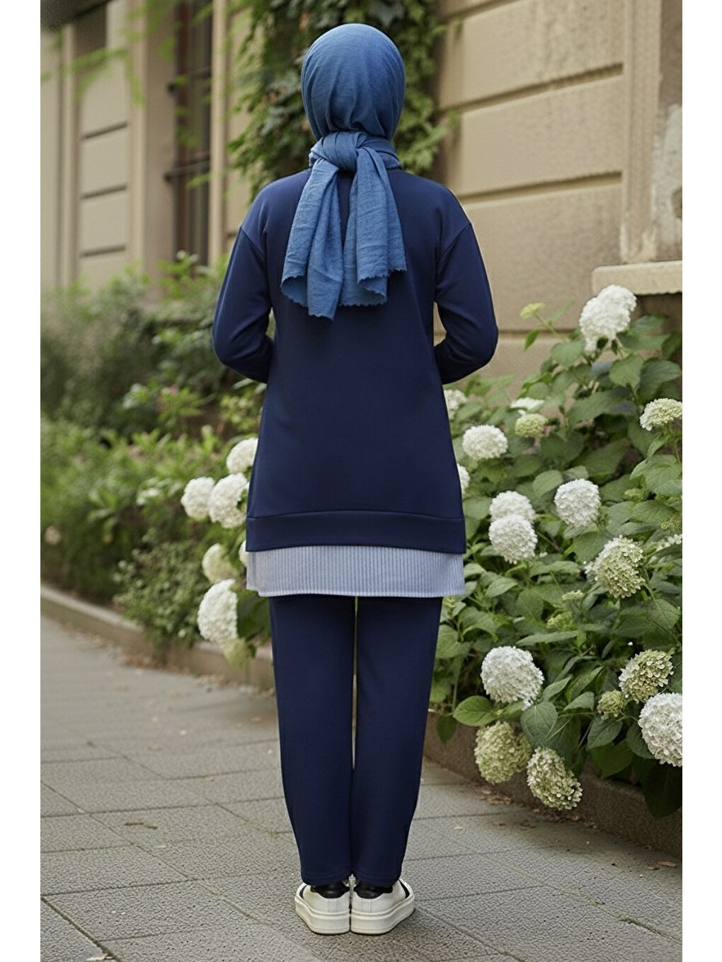 Eteği Çizgili Modal İkili Takım Lacivert - 28028-LACIVERT-2