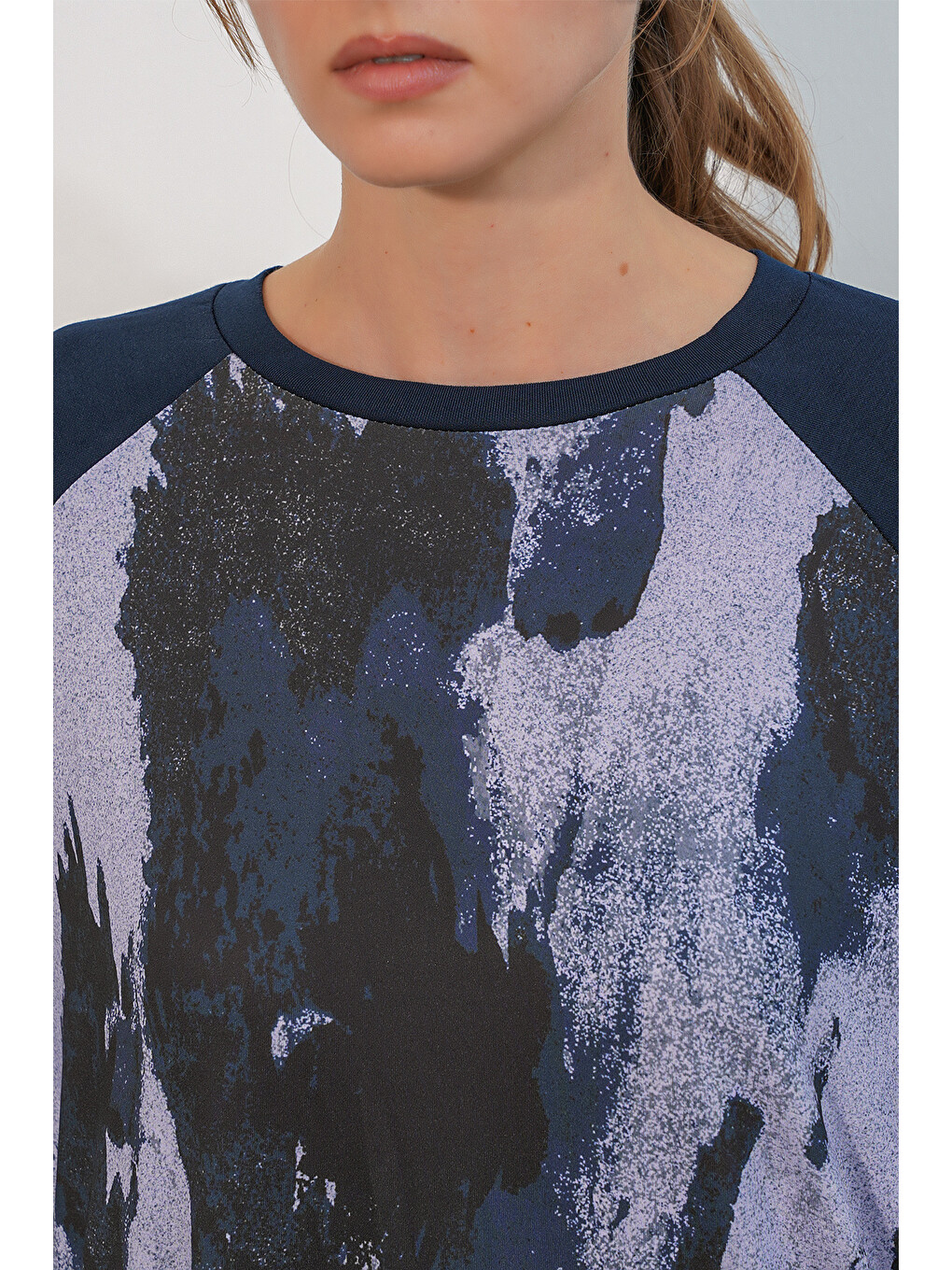 Kadın Desenli Oversize Tunik Pantolon İkili Takım 55462 - Lacivert-4