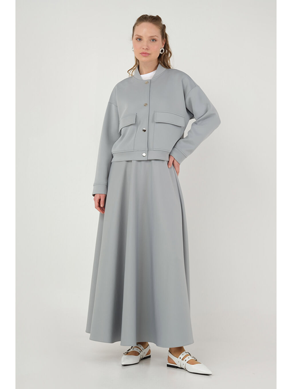 Scuba Bomber Ceket Gri-3