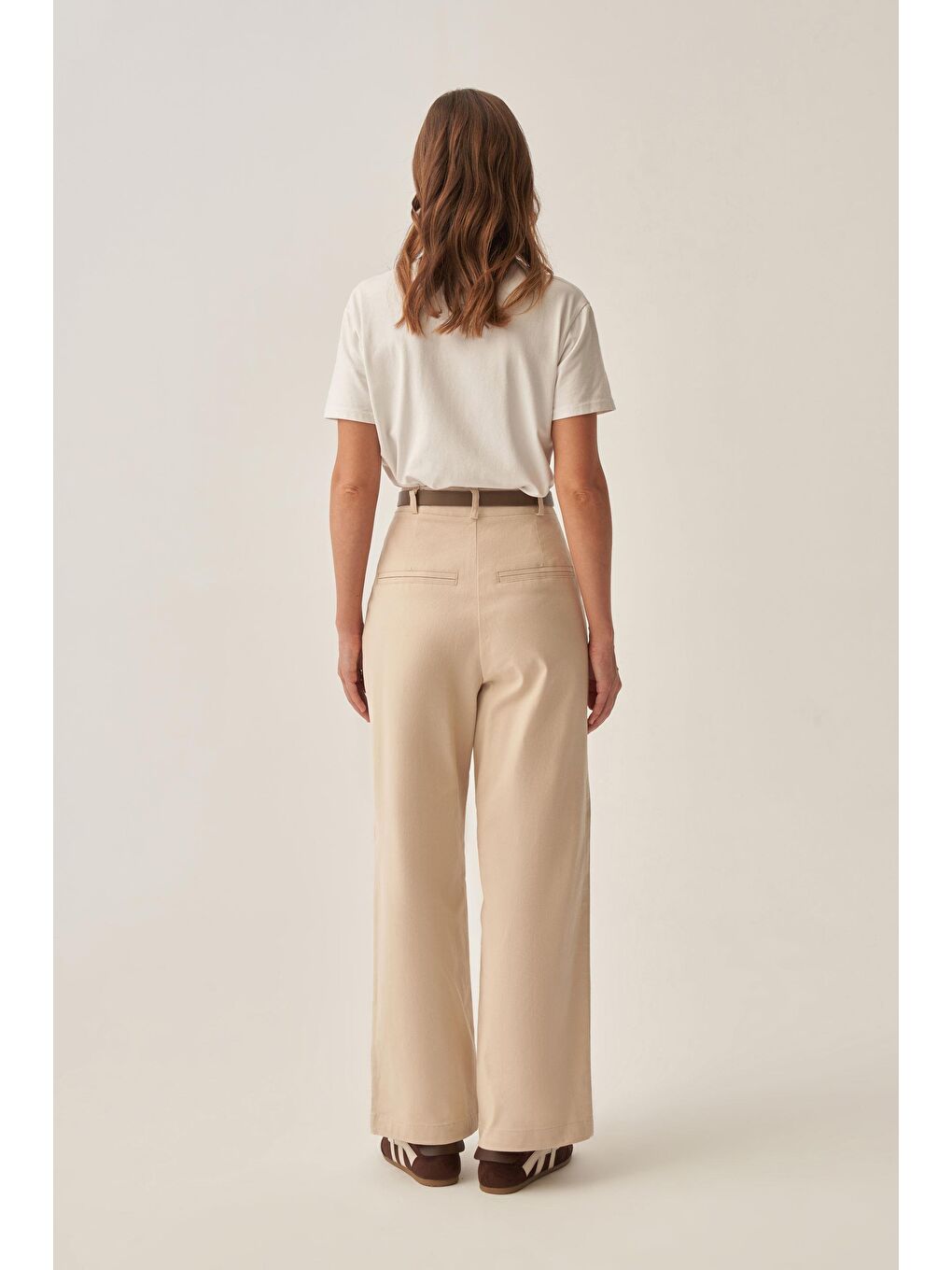 Bej Taş-Gabardin Palazzo Pantolon-2