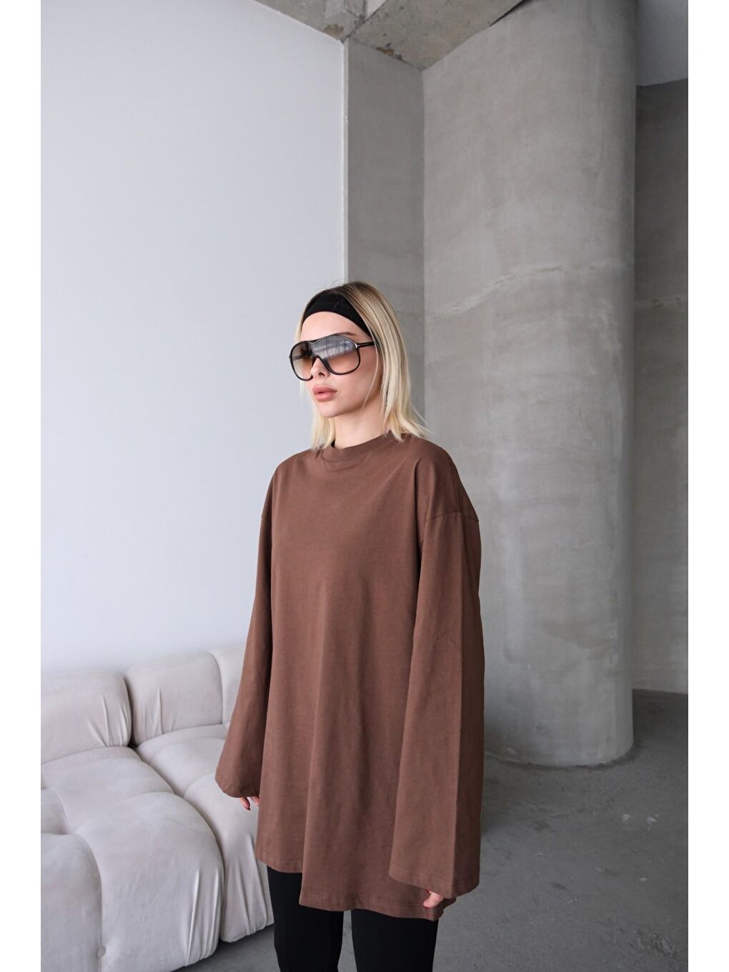 Geniş Kol Oversize 2'Li Paket T-Shirt 964 Bej/Kahverengi-2