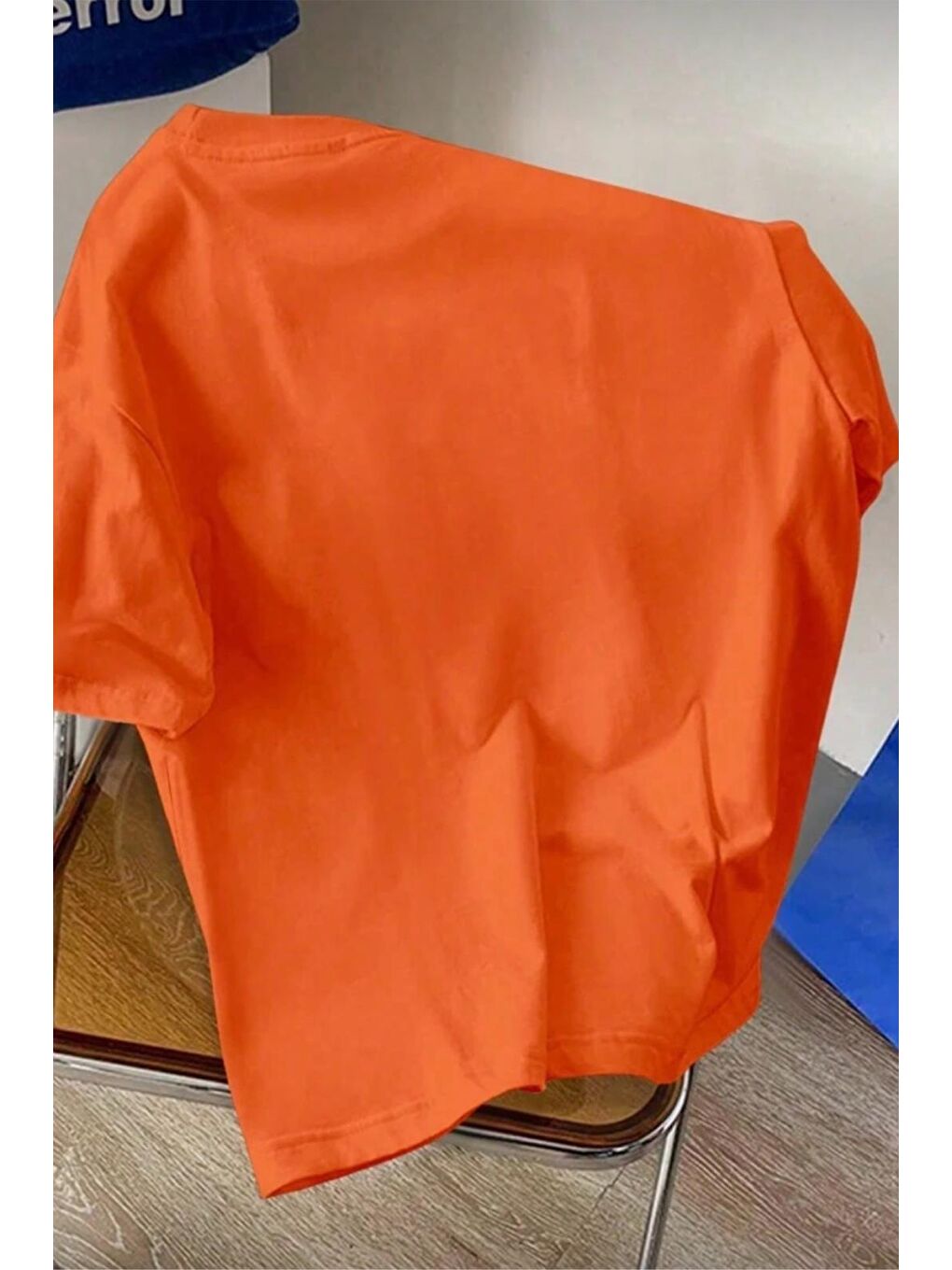 Turuncu Cepte Panda Baskılı Oversize Unisex Pamuklu Tişört Battal Büyük Beden Tshirt-2