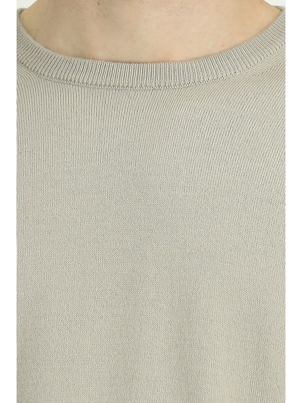 Bej Bisiklet Yaka Regular Fit Yünlü Örme Triko Kazak-5