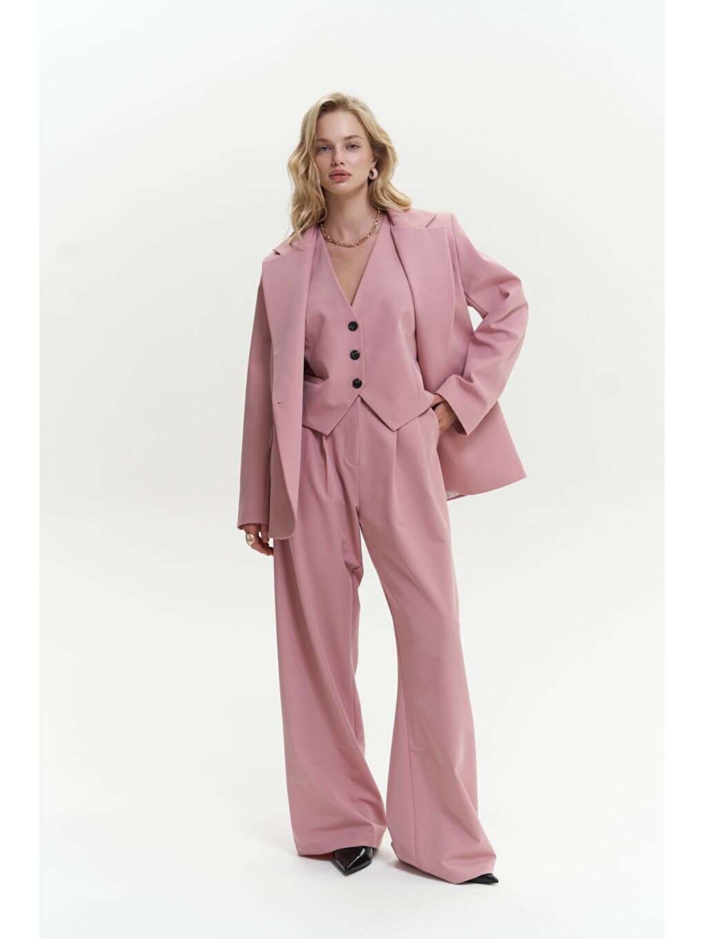 Mai Collection Kaylee Pembe Palazzo Pantolon - 3