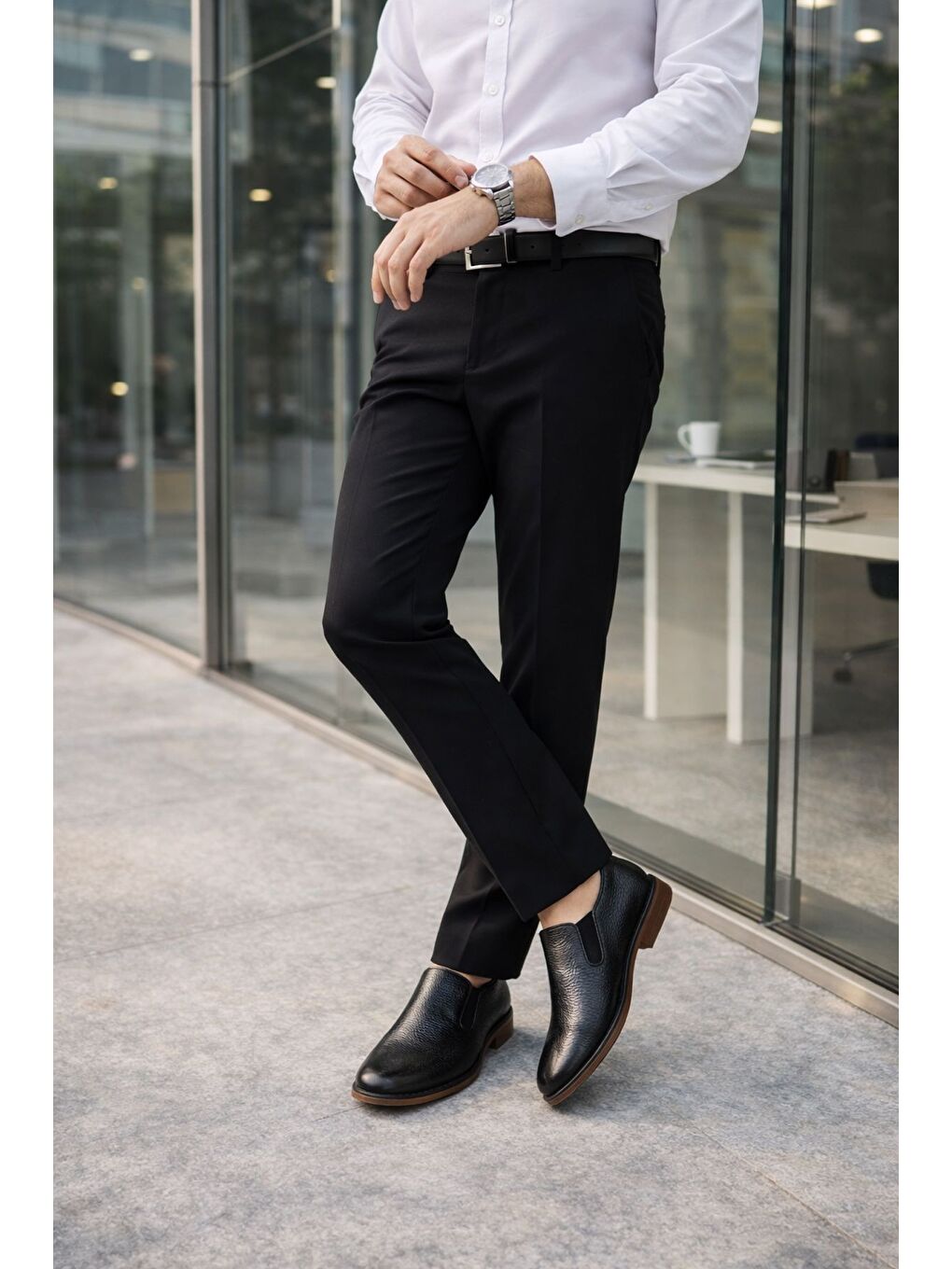 Siyah CRİSH Hakiki Deri Bağcıksız Erkek Günlük Klasik Casual Ayakkabı-7