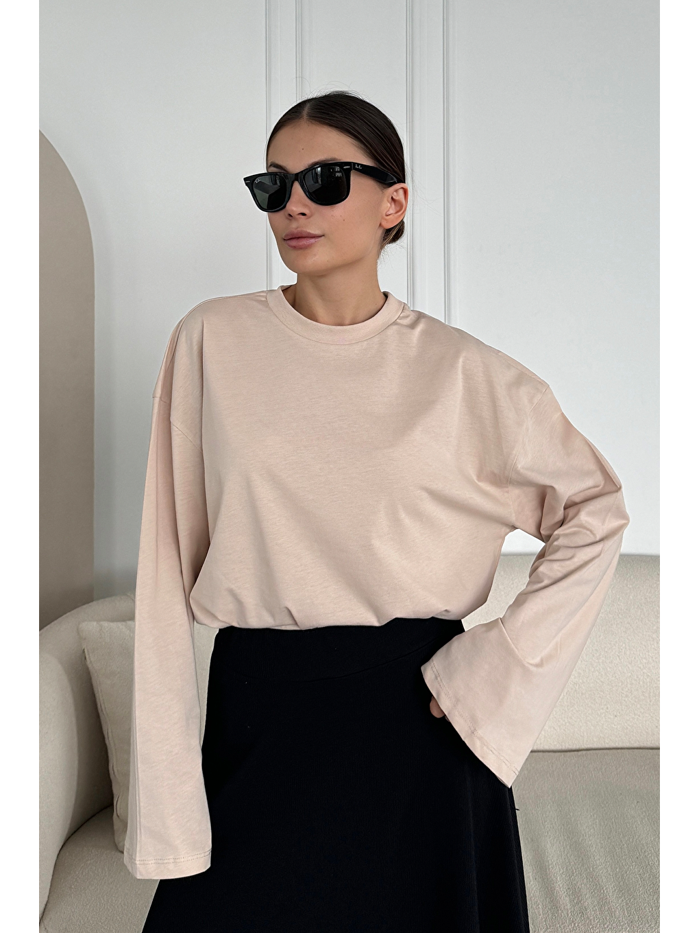 Geniş Kol Oversize 2'Li Paket T-Shirt 964 Bej/Kahverengi-9