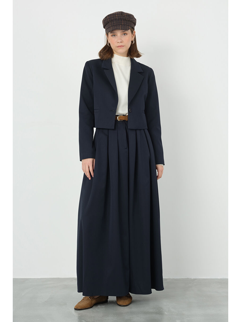 Crop Blazer Ceket Koyu Lacivert