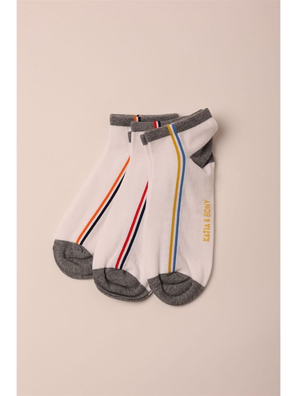 3 Lü Paket Way Erkek Patik Çorap Beyaz-1