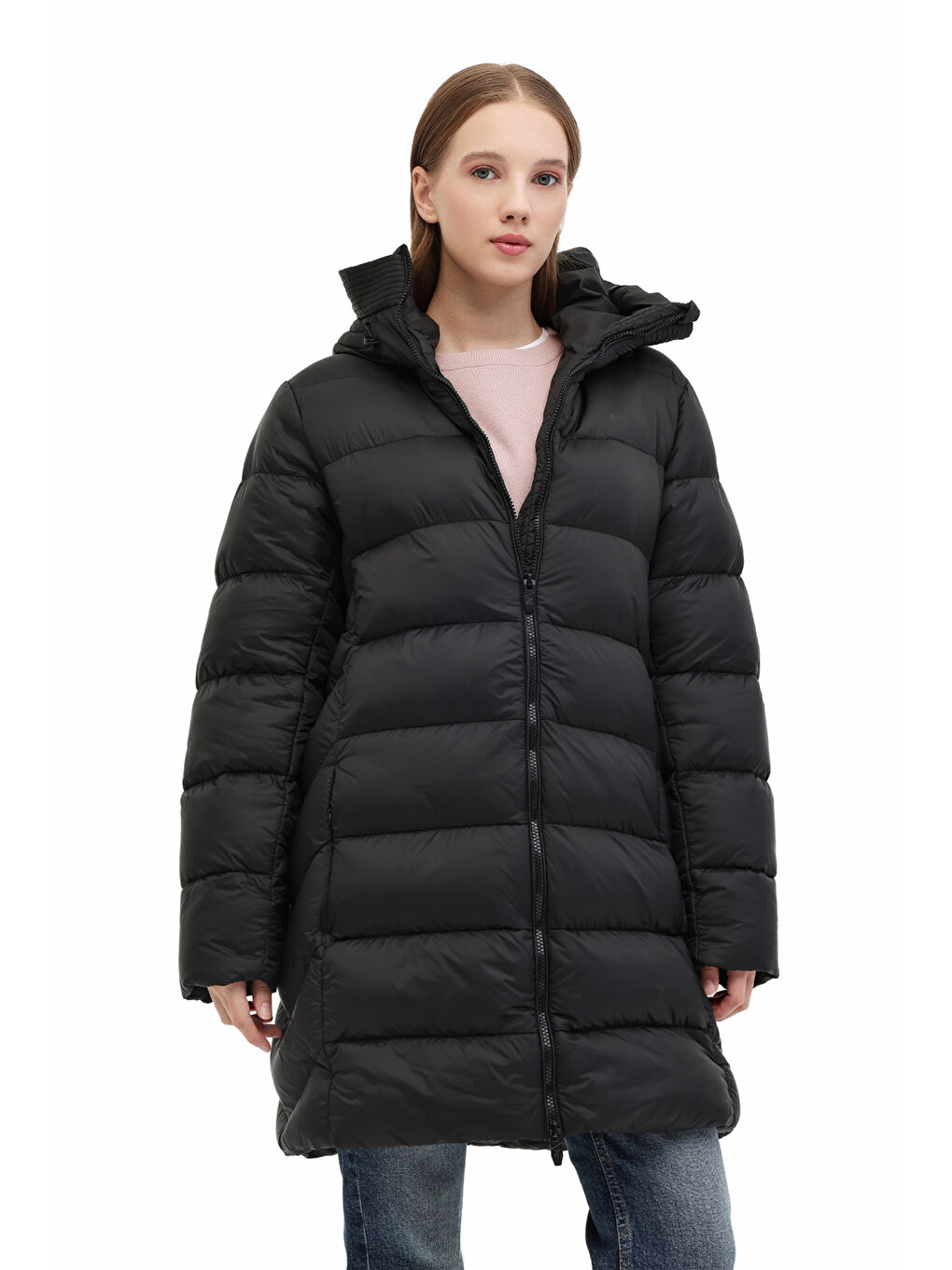 WL 4WJ22906 Siyah Kadın Uzun Kaban