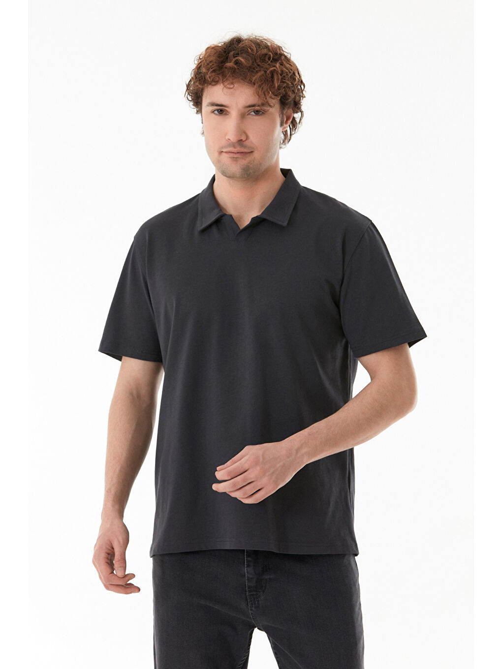 Antrasit Basic Polo Yaka Tişört