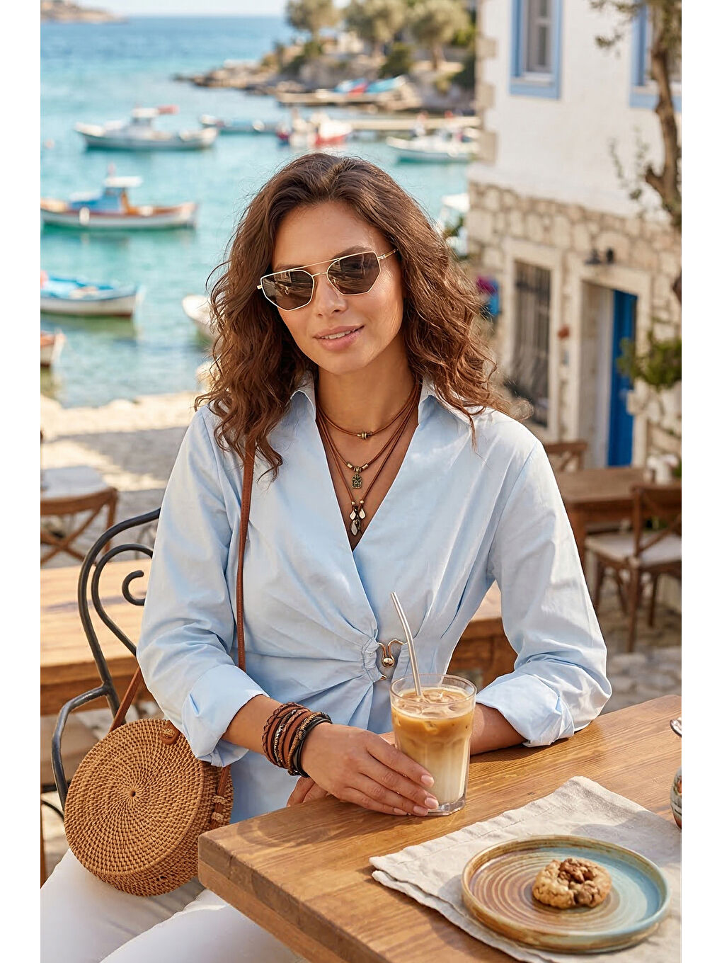 Mavi % 100 Pamuk Slim Fit Toka Detaylı Uzun Kollu Kadın Gömlek 6778317-1