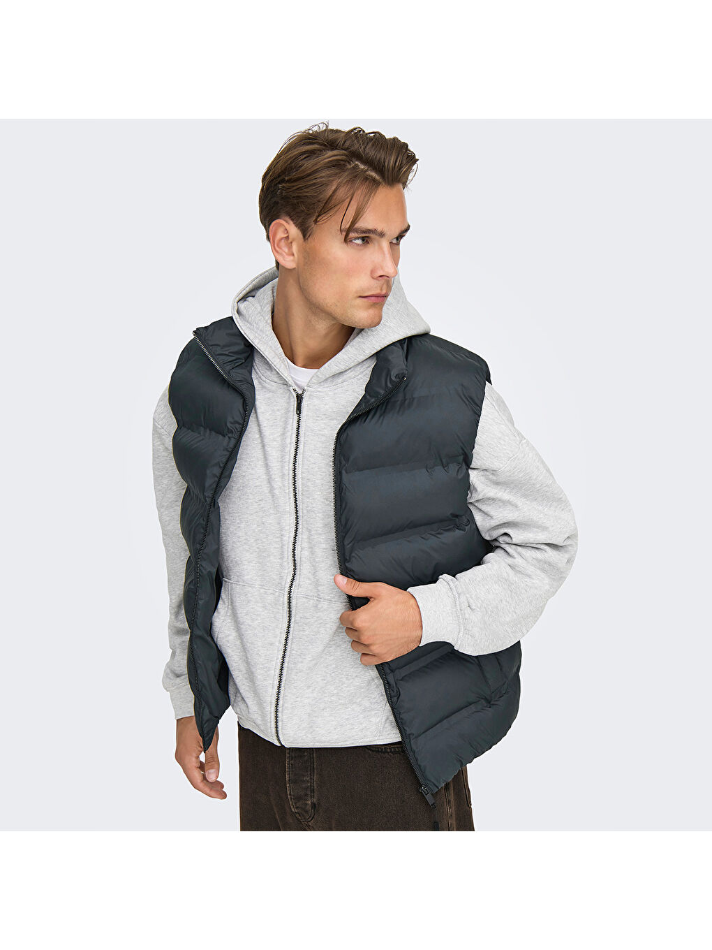 Union Seamless Life Puffer Erkek Siyah Dik Yaka Yelek-1