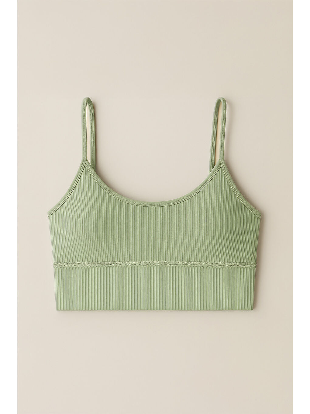 Yeşil İnce Askılı Toparlayıcı Ripli Spor Büstiyer-2