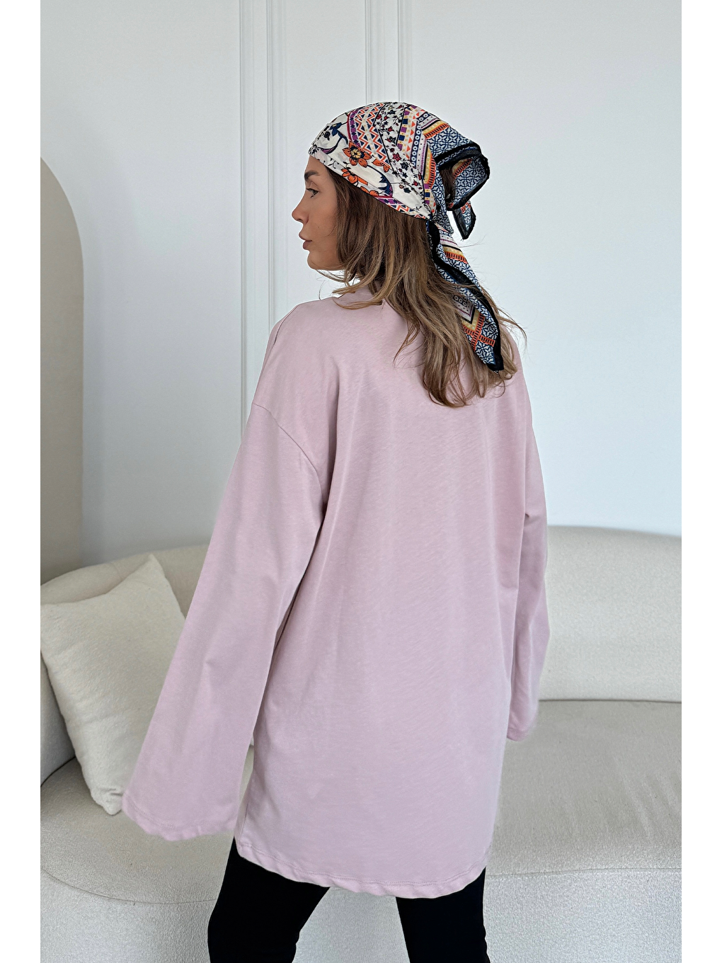 Geniş Kol Oversize 2'Li Paket T-Shirt 964 Lila/Füme-6