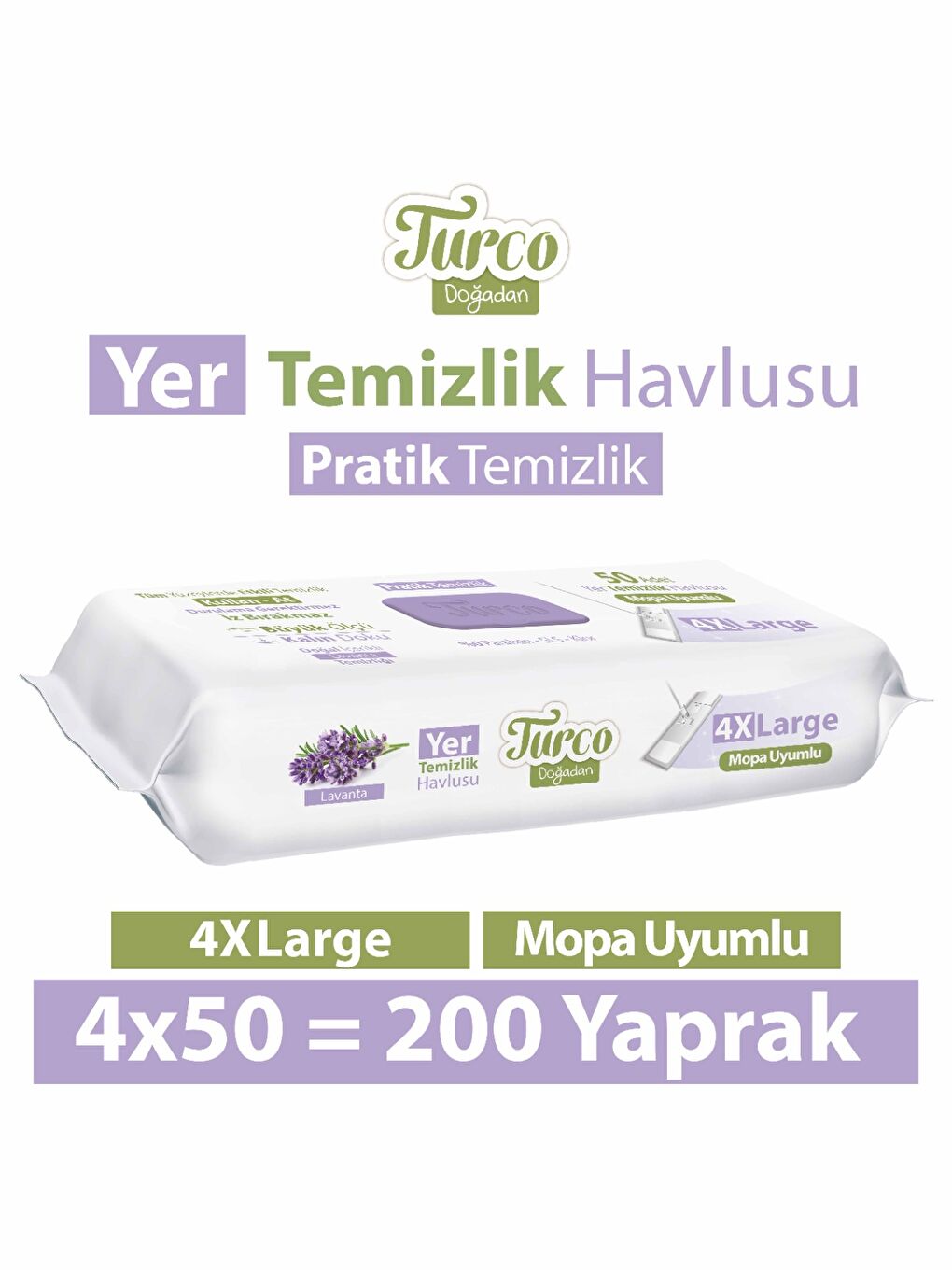 Baby Turco Turco Doğadan Yer Temizlik Havlusu Lavanta 4x50(200 Yaprak)