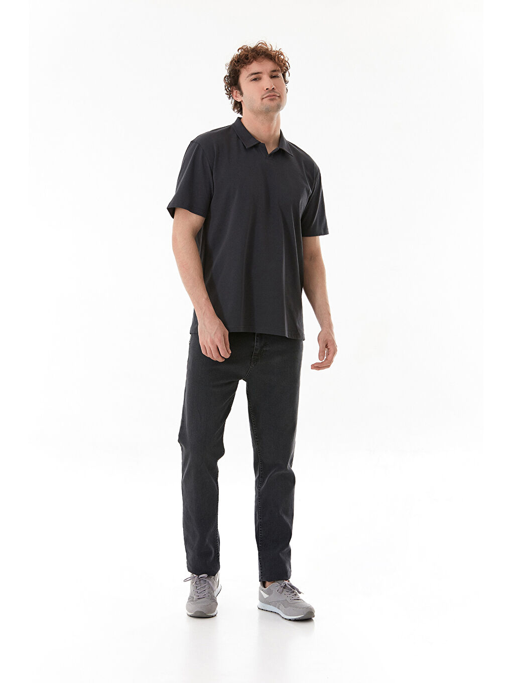 Antrasit Basic Polo Yaka Tişört-1