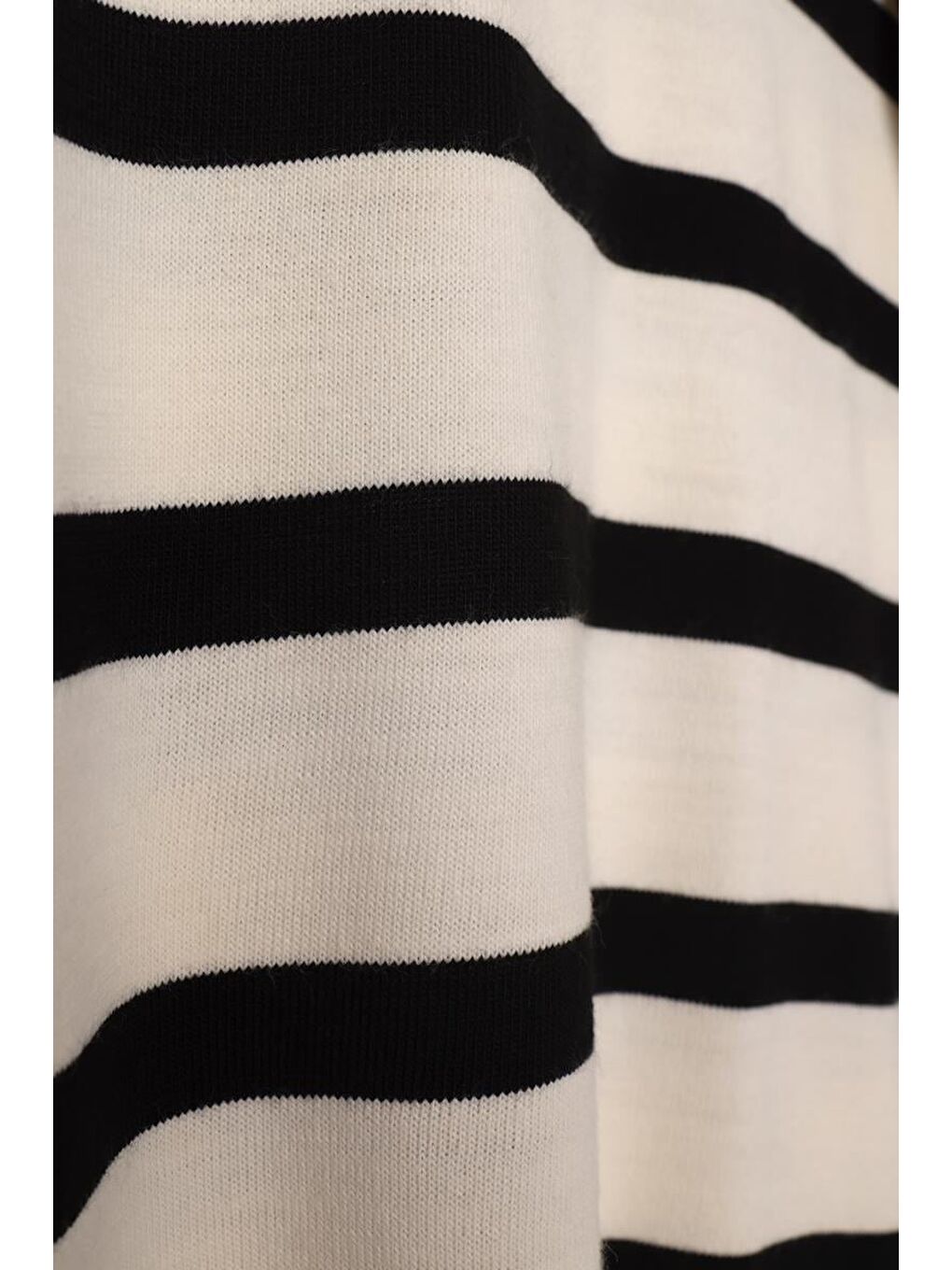 Lila Ekru-Siyah-Basic Çizgili Bisiklet Yaka Kazak-6