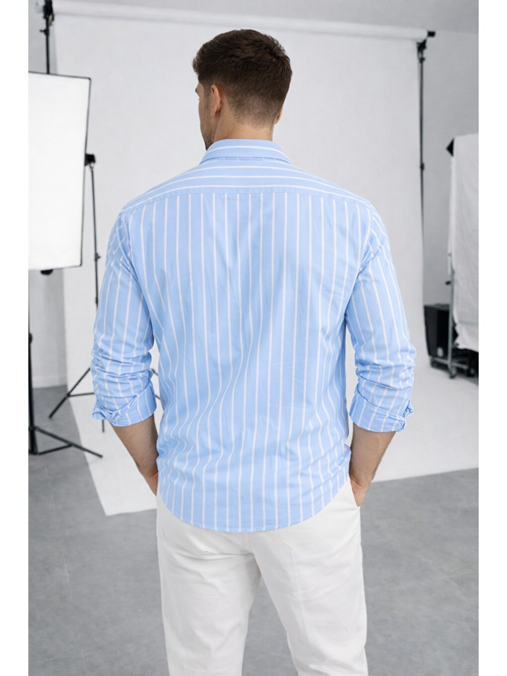 Mavi Erkek İki Çizgili Regular Relaxed Fit Uzun Kollu Gömlek-1
