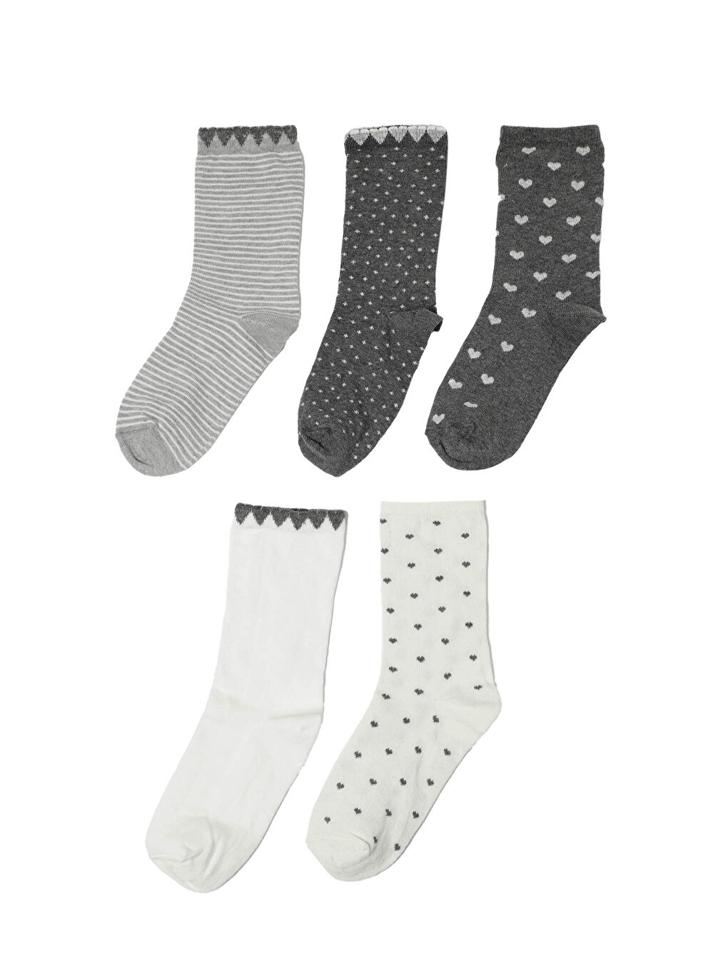 Gri KALP PKT 5 LI SKT-W 4PR GRI MULTI Kadın Soket Çorap