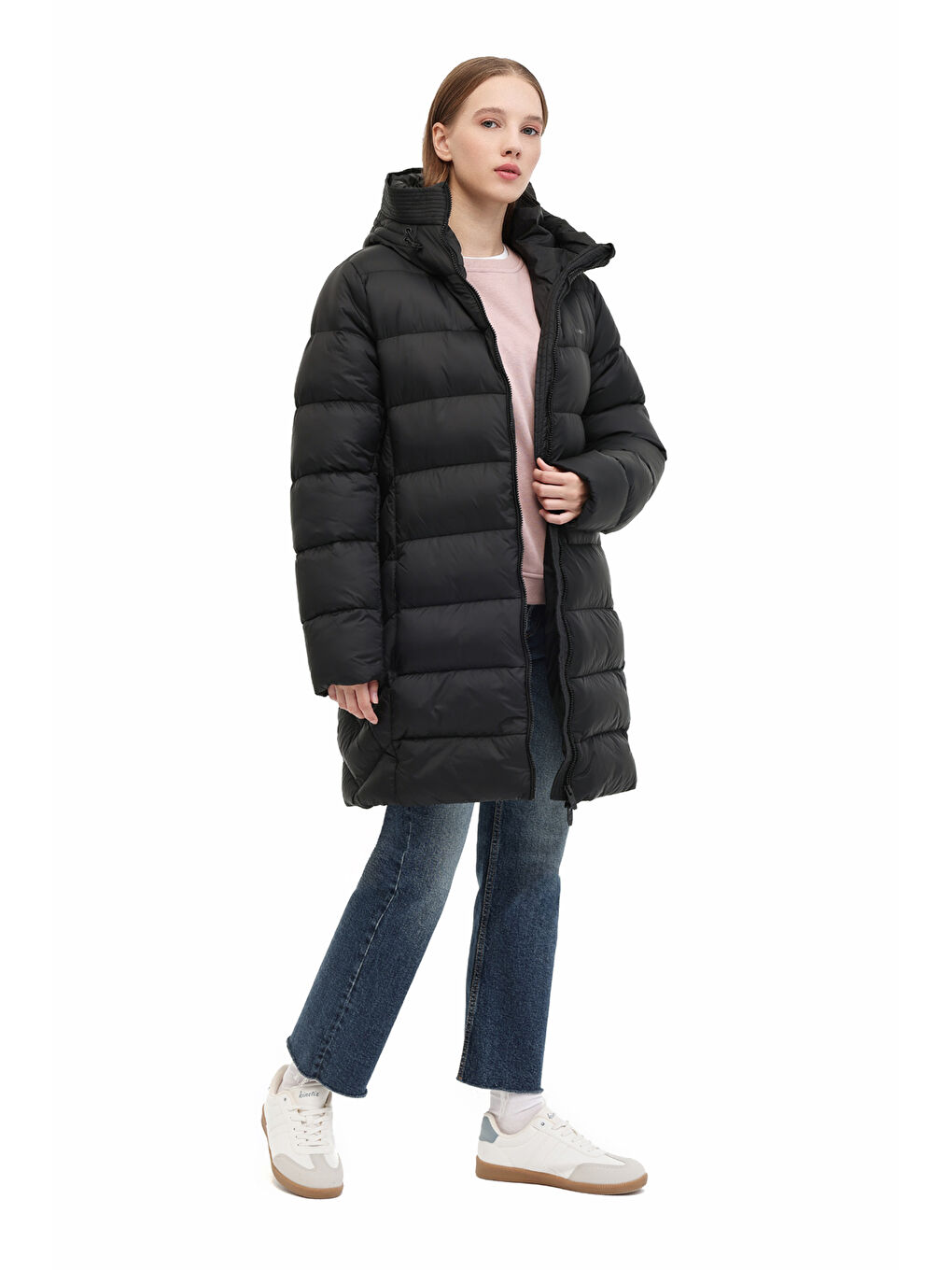 WL 4WJ22906 Siyah Kadın Uzun Kaban-2