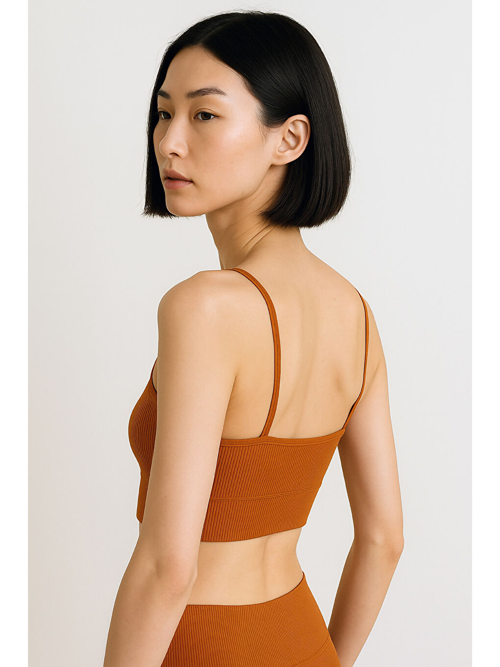 Kahverengi İnce Askılı Toparlayıcı Ripli Spor Büstiyer-1