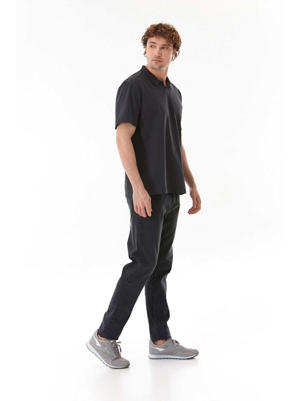 Antrasit Basic Polo Yaka Tişört-2