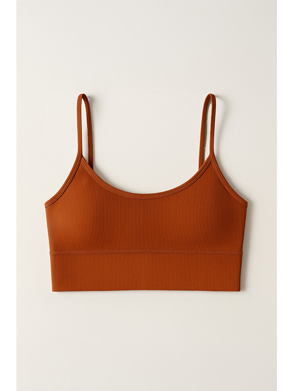 Kahverengi İnce Askılı Toparlayıcı Ripli Spor Büstiyer-2