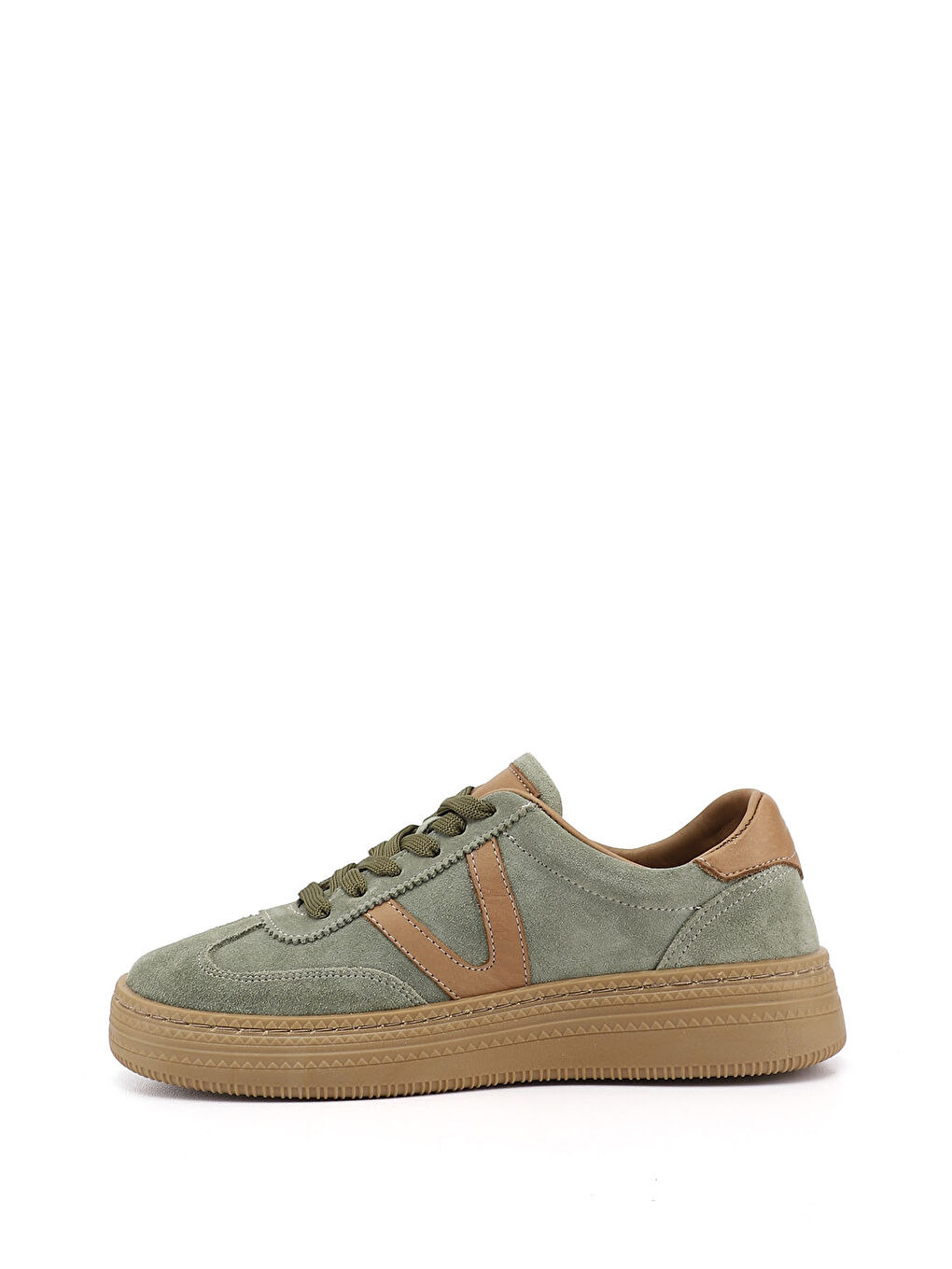 Yeşil Kadın YEŞİL Bağcıklı Hakiki Deri Sneaker-3