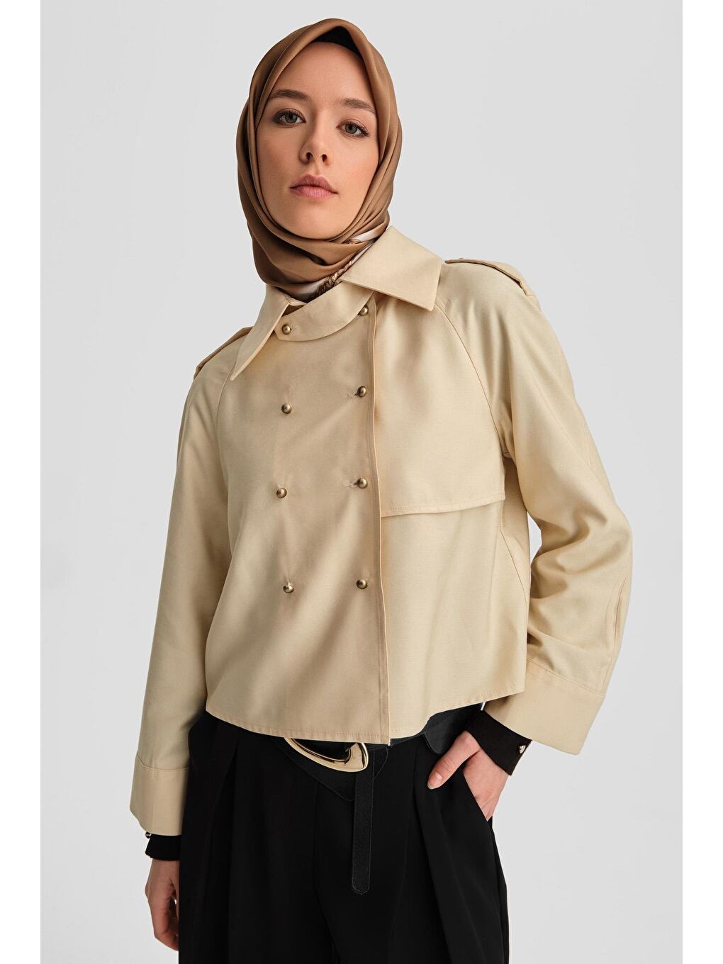 Ekru Trench Ceket 24K3604 Aytaşı