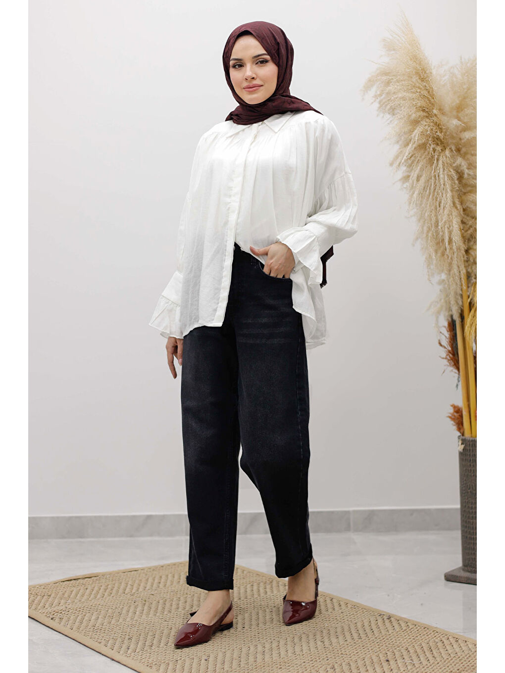 Mom Jean Pantolon TSD260123 Antrasit-2