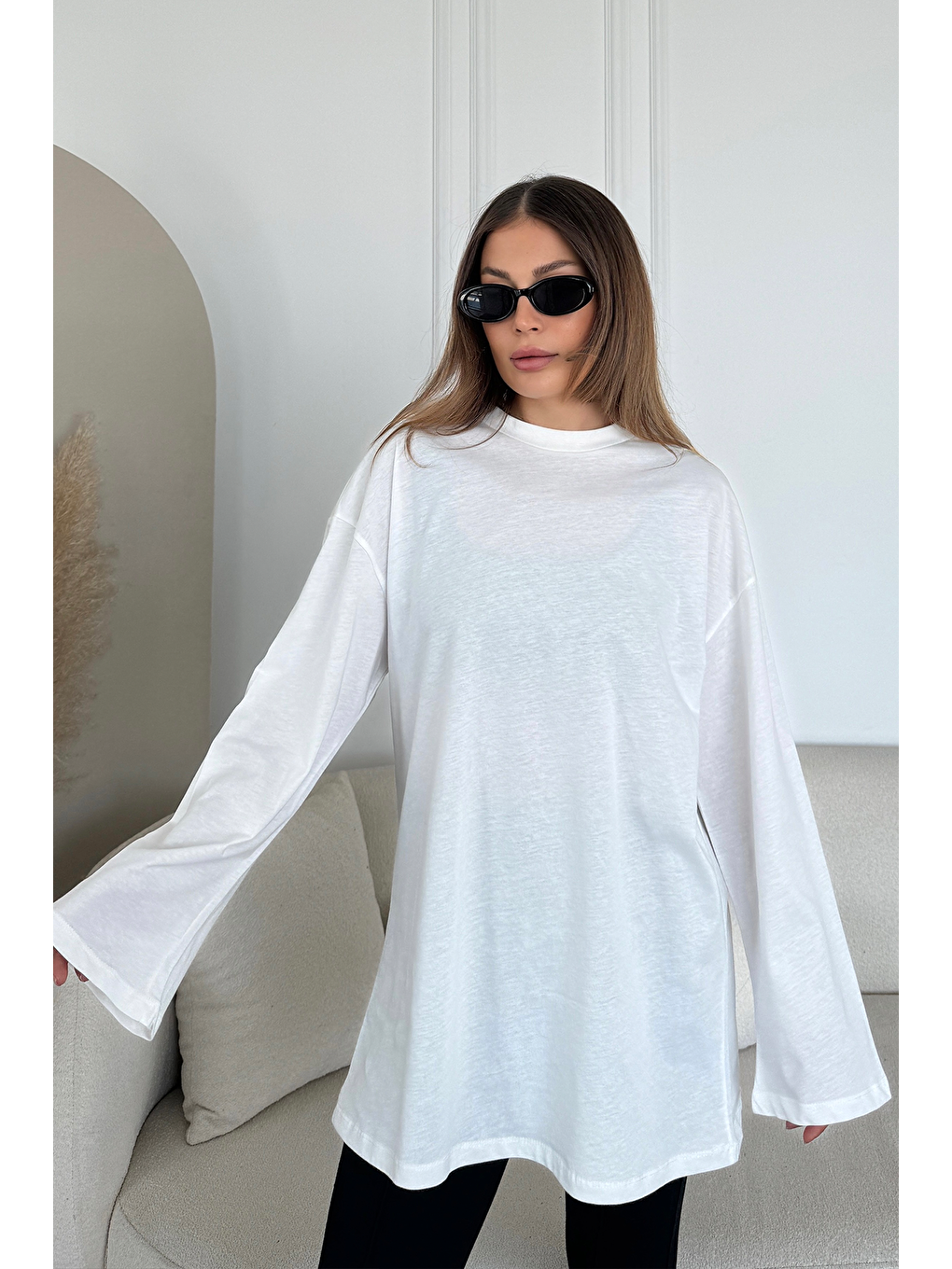 Geniş Kol Oversize 2'Li Paket T-Shirt 964 Ekru/İndigo-1