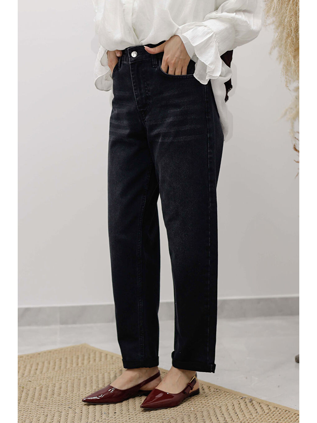 Mom Jean Pantolon TSD260123 Antrasit-3