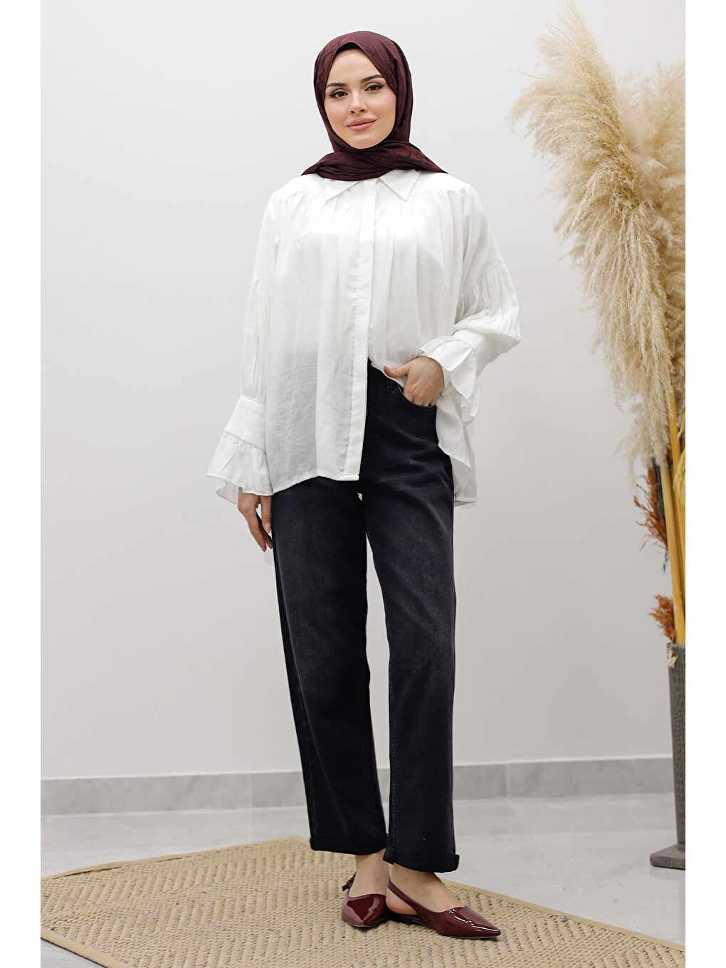 Mom Jean Pantolon TSD260123 Antrasit-4