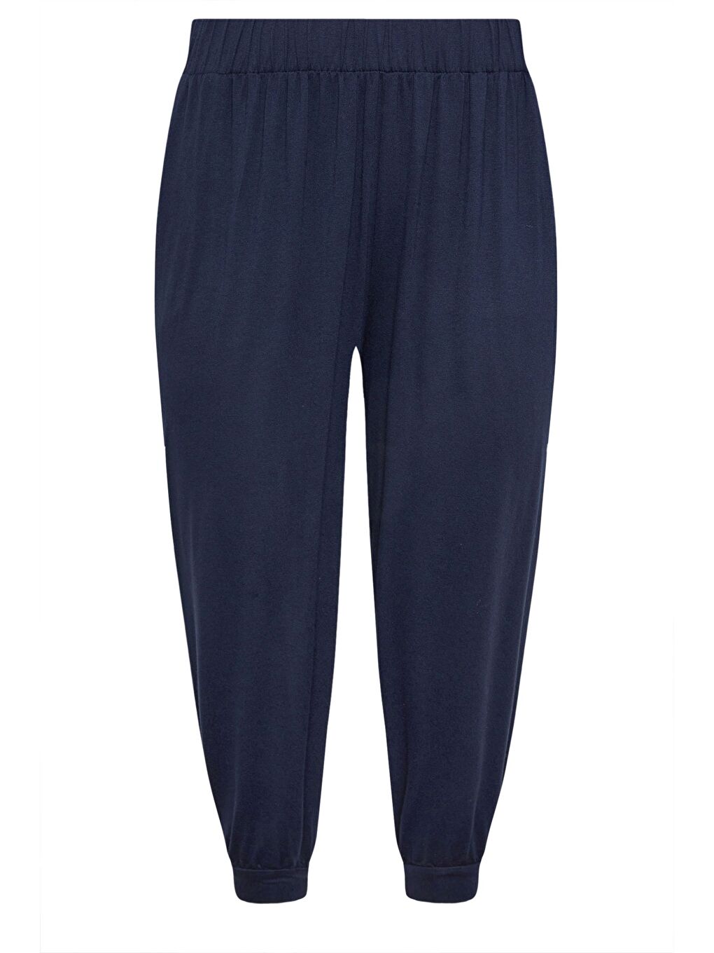 Lacivert Büyük Beden Beli ve Paçası Lastikli Cepli Havuç Kesim Pantolon 144780-6