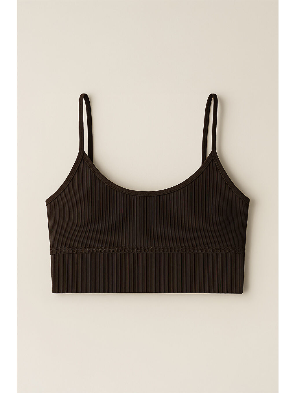 Kahverengi İnce Askılı Toparlayıcı Ripli Spor Büstiyer-2