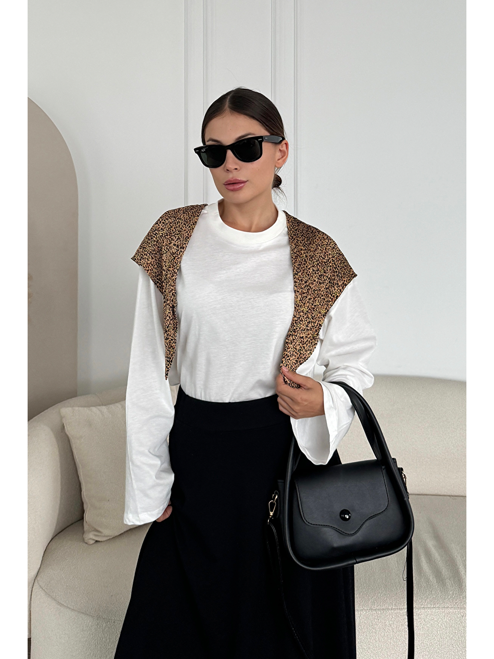 Geniş Kol Oversize 2'Li Paket T-Shirt 964 Ekru/İndigo-3