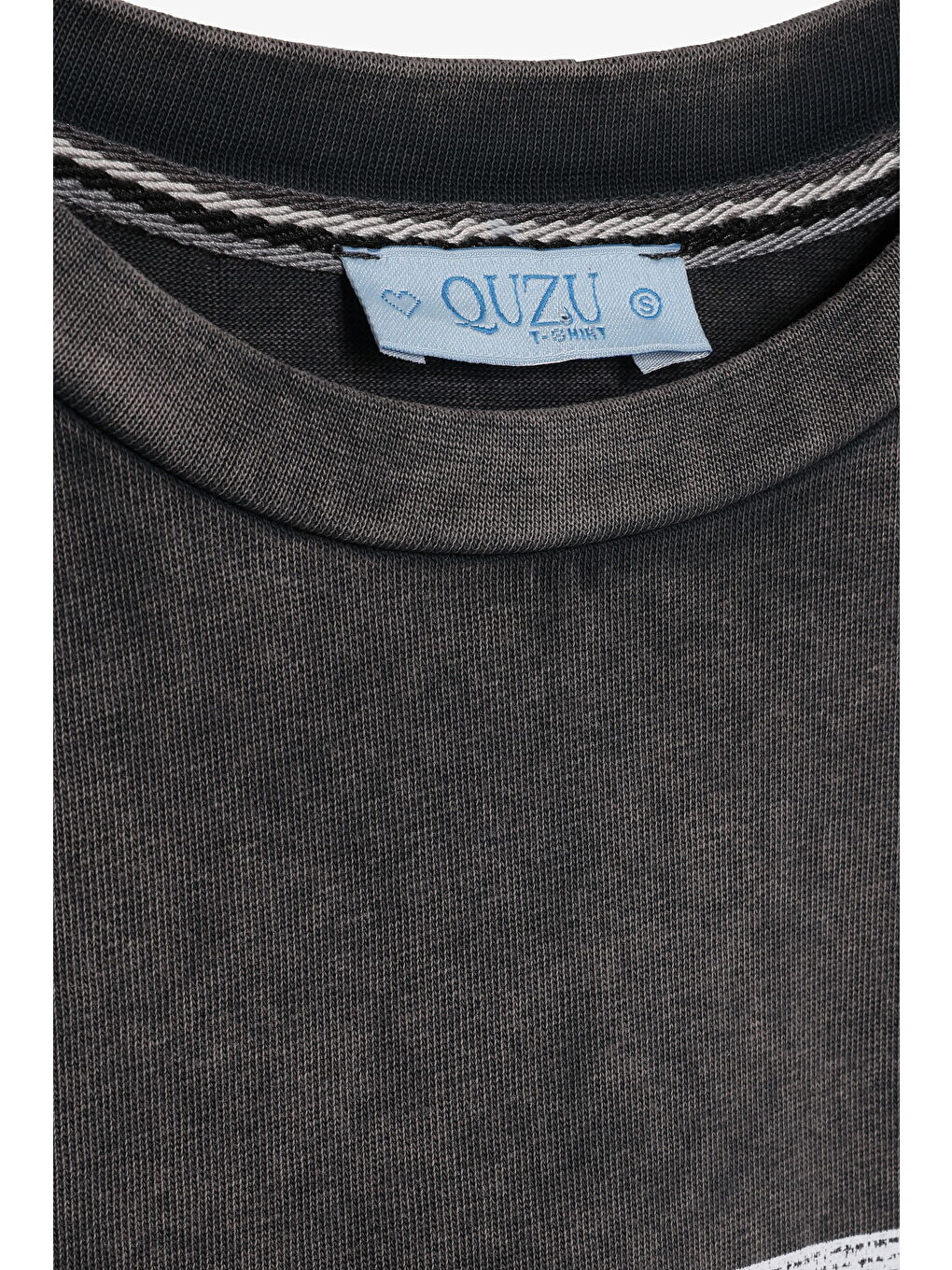 Yıkamalı Paris Baskılı Oversize Tişört Antrasit-1