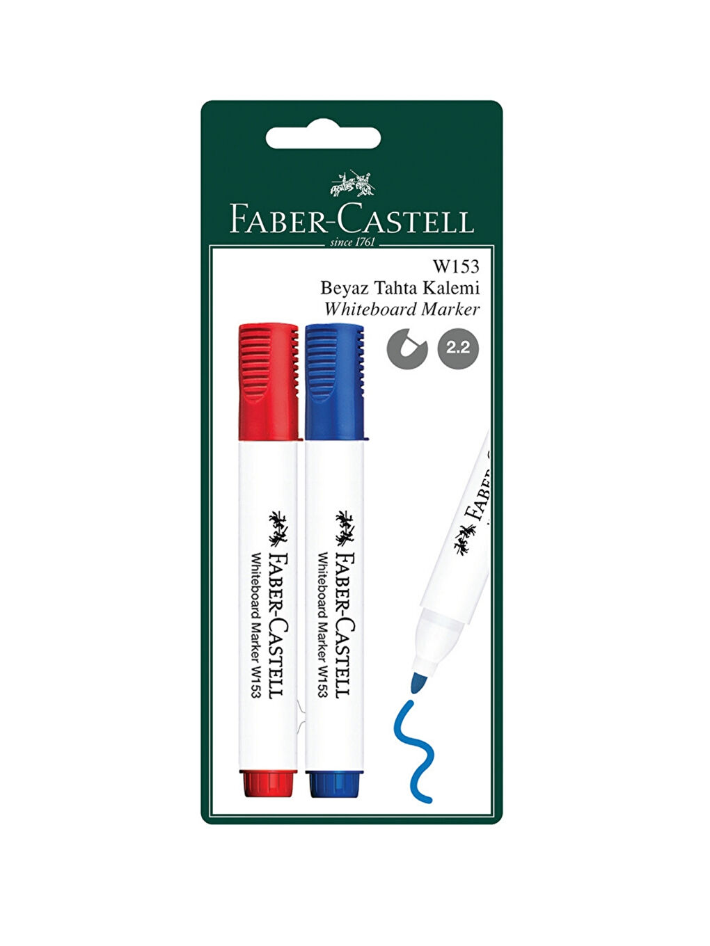W153 Beyaz Tahta Kalemi 2'li Set, Mavi ve Kırmızı Renk,Kolay Silinir, Ergonomik Tasarım