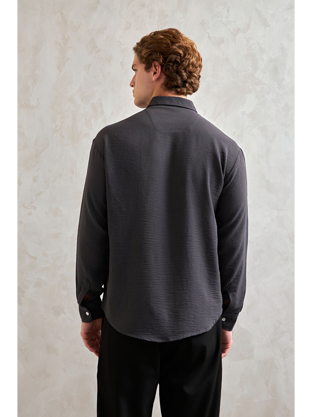 Gri Erkek Oversize Kesim Aerobin Gömlek-4