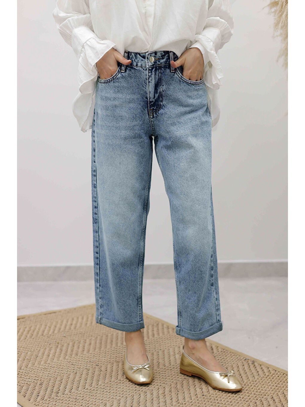 Mom Jean Pantolon TSD260123 Açık Mavi-1