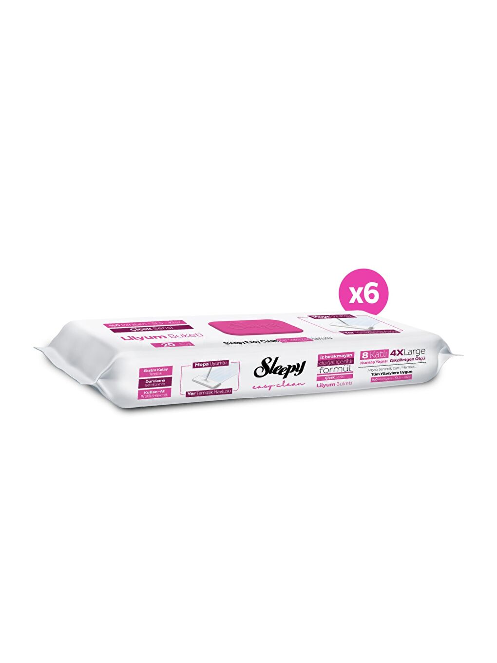 Easy Clean Lilyum Buketi Mopa Uyumlu Yer Temizlik Havlusu&Mendili 6x20 (120 Yaprak)-1