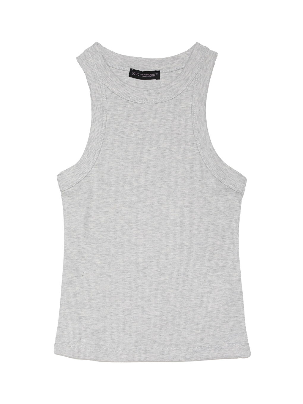 QUZU Beyaz Halter Yaka Basic Fitilli Atlet Karmelanj